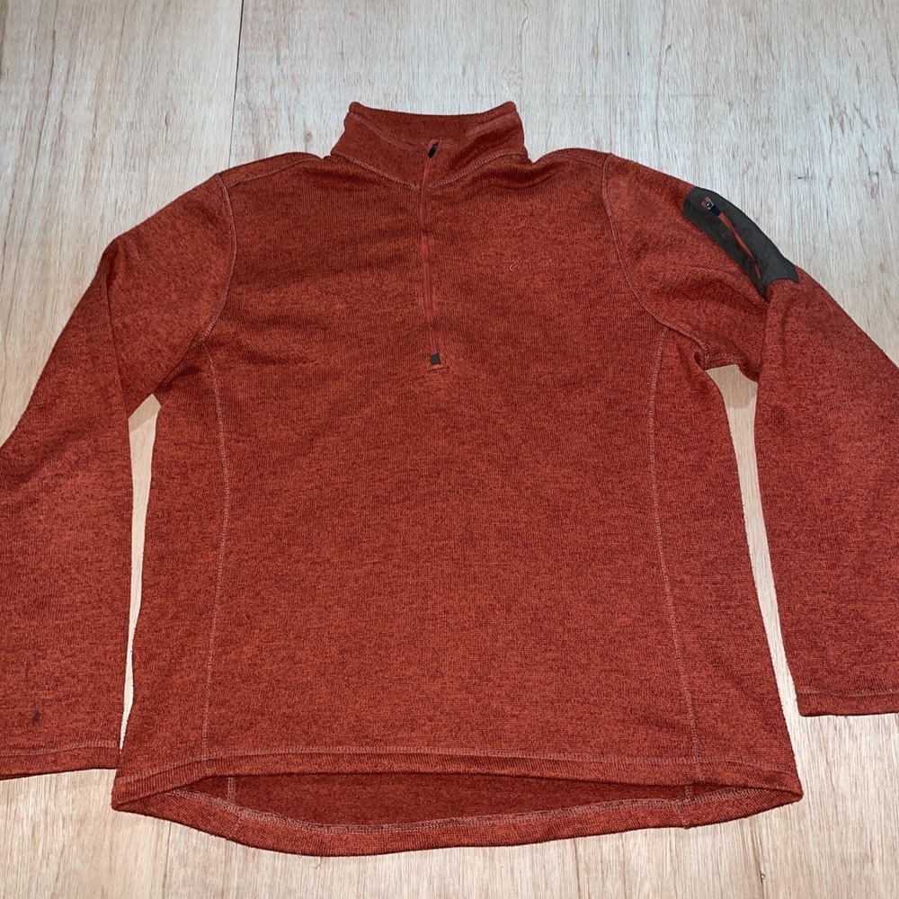 Eddie Bauer Fleece Jacket Mens XL Burnt Orange Full Zip Mock Neck Outdoors